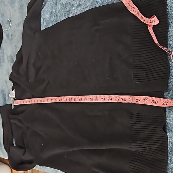 Sweet Romeo, NWT, Cardigan w/Smily Face on Back. Medium, Black and Beige - Picture 9 of 10